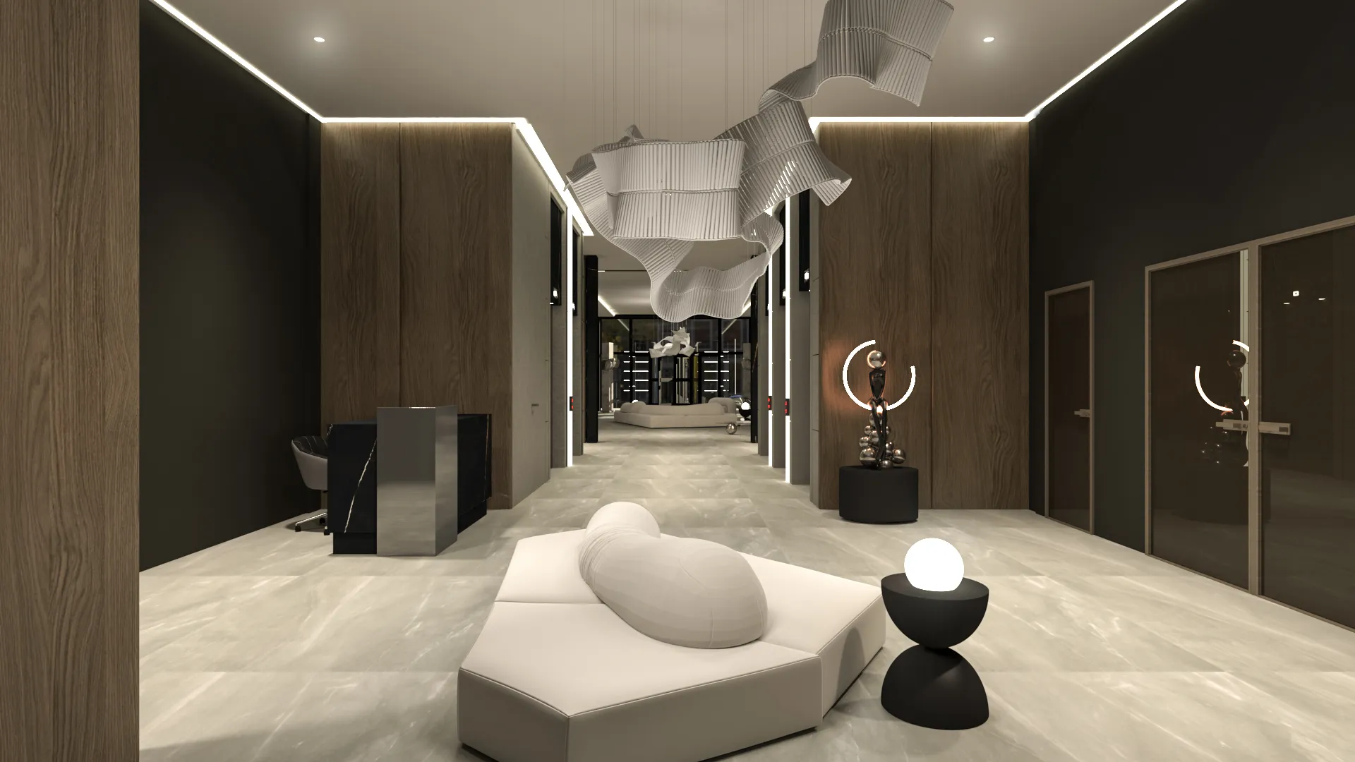 Randare interior — zonă lobby